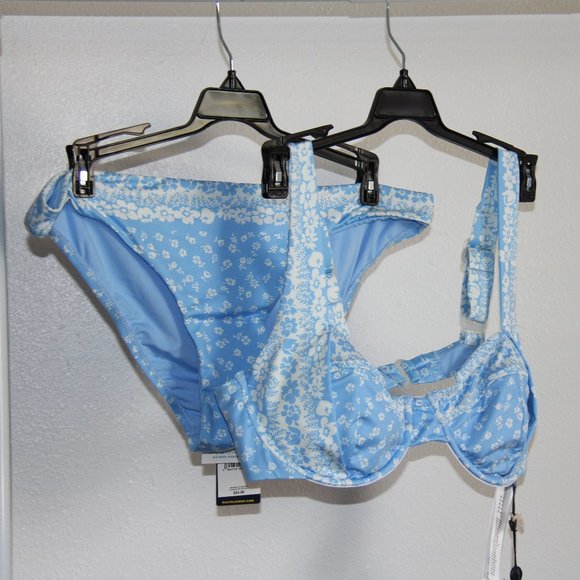 NWT Polo Ralph Lauren Underwire Bikini 2 piece Set Daisy Blue L - Picture 2 of 5